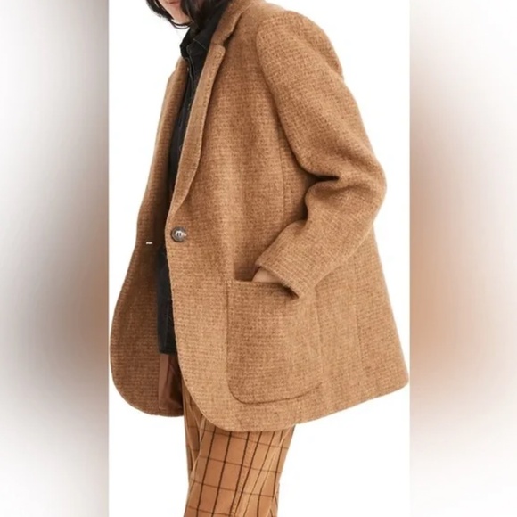 Madewell Bouclé Larsen Blazer Size XL Toffee Melange Brown Jacket Alpaca Blend - Picture 3 of 16